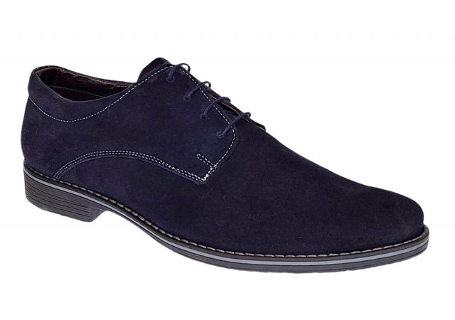 Pantofi barbati casual din piele naturala intoarsa Bleumarin PABLVEL